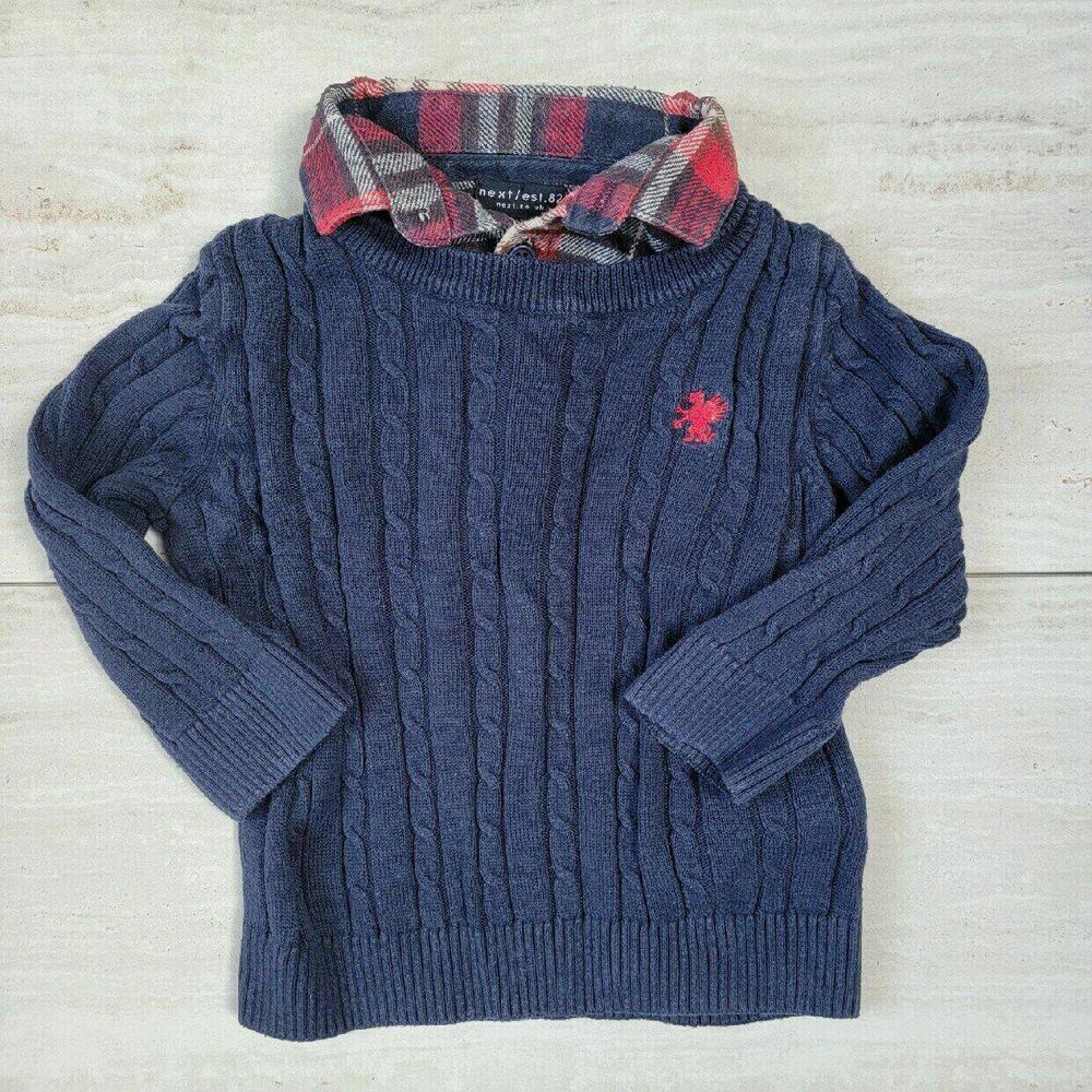 Cozy Cable Knit Sweater with Plaid Collar - Perfect for Fall